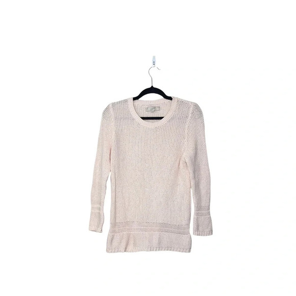Ann Taylor LOFT 100% Cotton Light Pink Knit Tunic Sweater Large Women’s - Picture 1 of 11